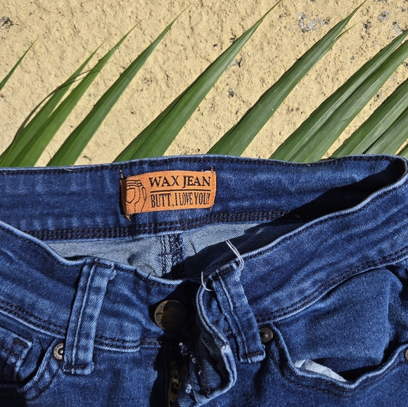 Wax Jean Dark Blue Distressed Skinny Jeans - Picture 2 of 3